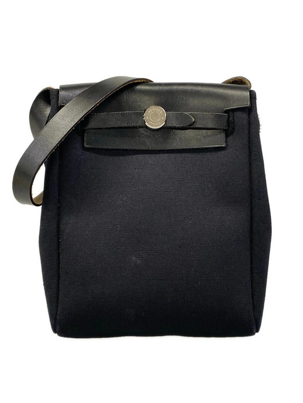 Hermes Her Bag Tpm Black Toile Officier #357992H14B